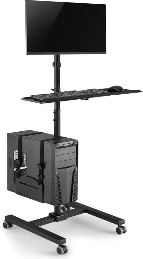Maclean MC-793 - Monitorstandaard op wielen - statief - PC houder - trolley voor de monitor - ideale stand-up werkplek!