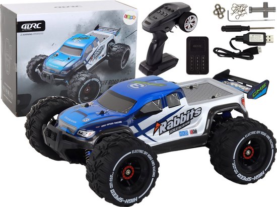 RC auto - 4wd terreinwagen - blauw - 2.4G - 30x23x9 cm