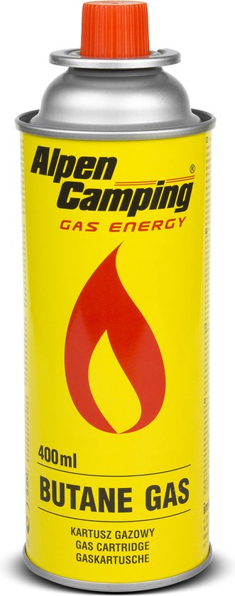Alpen Camping Butaangasfles 400ml Gaspatroon Gasbus – Betrouwbaar kookgas voor onderweg en noodpakket