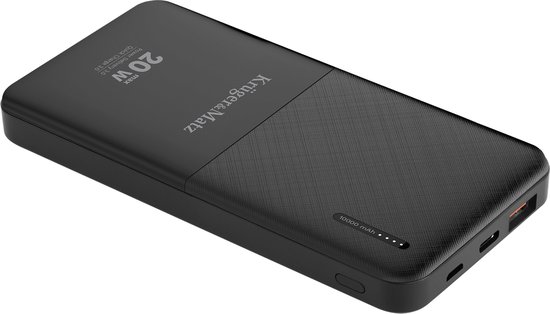 Krüger&Matz Powerbank - 10000 mAh - 1x USB-A 1x USB-C - Quick Charge 3.0 - 20W - Zwart