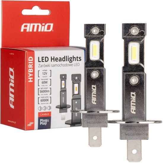 AMIO LED H1 Koplampen Hybrid Series 6000K Canbus 60W – Krachtige en Stijlvolle Autoverlichting