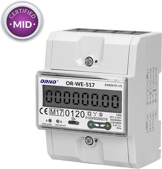 ORNO OR-WE-517, Elektronisch, Plug-in, Uitgangsvermogen, Wit, kWh, LCD
