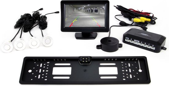 AMiO Parkeerhulpsysteem TFT01 4 3 inch LCD Beeldscherm - CAM402 LED Camera 4 Sensoren Wit