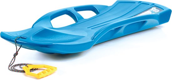 Kunststof sneeuw slee - met trekkoord - 110 cm - blauw - Kinderslee