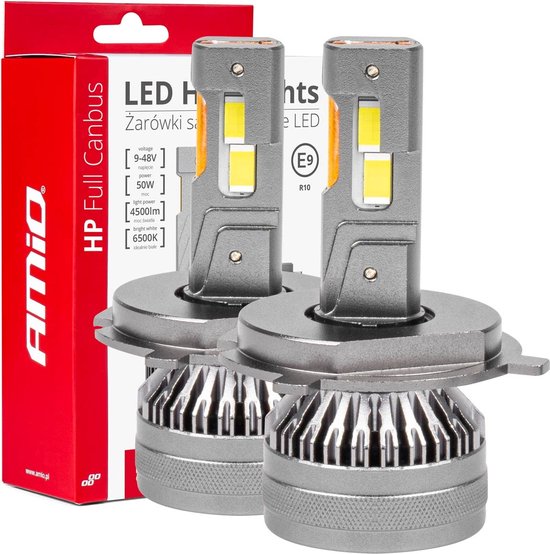 AMiO LED Koplampen HP-serie H4/H19 12-24V Dimlichten Wit