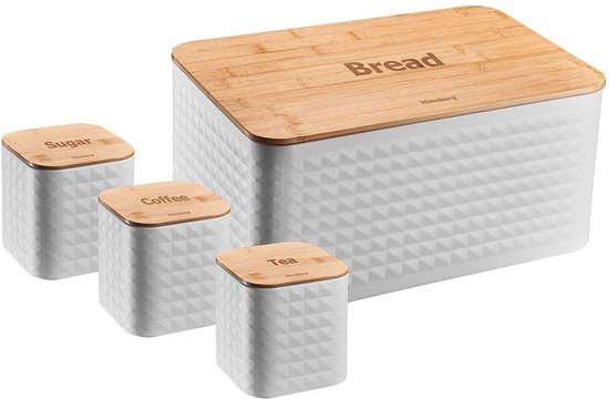 Klausberg 7483 - Broodtrommel, suiker, thee en koffie - Set - deksel is ook snijplank