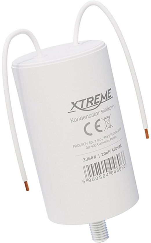 XTREME Motorcondensator 20µF 450V AC - Condensator met Kabels - Start/Bedrijf