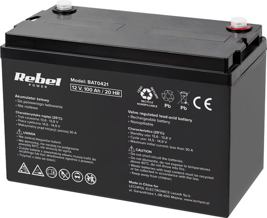 Rebel Power-Serie - Gelaccumulator - 12V - 100Ah - Onderhoudsvrij