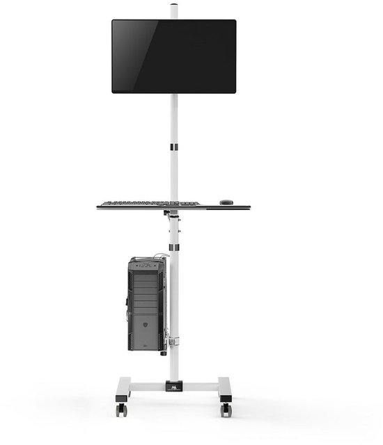 Maclean professionele Monitorstandaard - mobiel computerwerkstation op wielen - Pc-monitorstandaard houder 17-32 -, max 20kg, MC-793