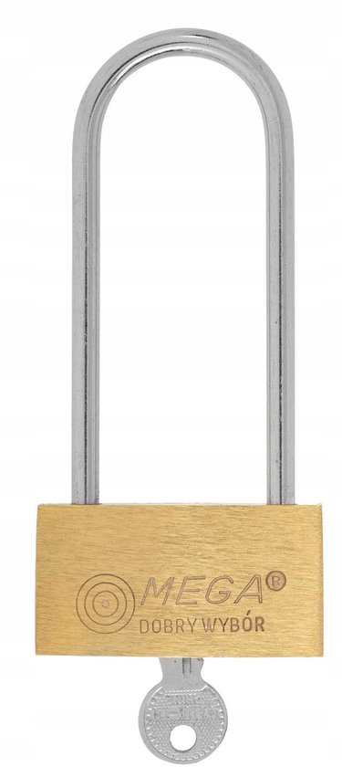 MEGA Messing Hangslot met Lange Beugel - 50mm - 3 Sleutels