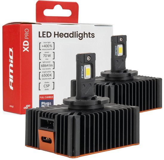 AMiO XD PRO D5S LED Koplampen Full Canbus 6500K Wit Licht - 6864LM 70W D5S Xenon Vervanging Plug and Play Krachtige Upgrade
