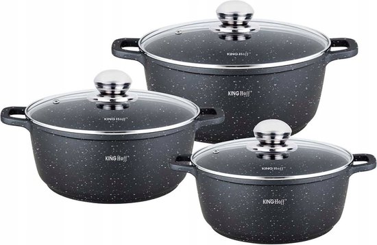 Kinghoff 1606 - Braadpannen set - 6 delig - marmeren coating