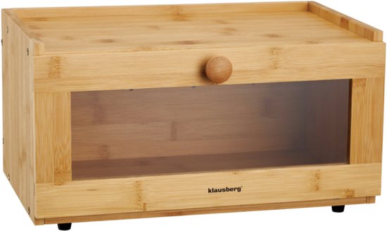 KLAUSBERG Bamboe Brooddoos Met Acryl Front - 35,5x24x18 cm - Natuurlijke Broodopslag - KB-7923 - Broodtrommel - Brood vershouddoos