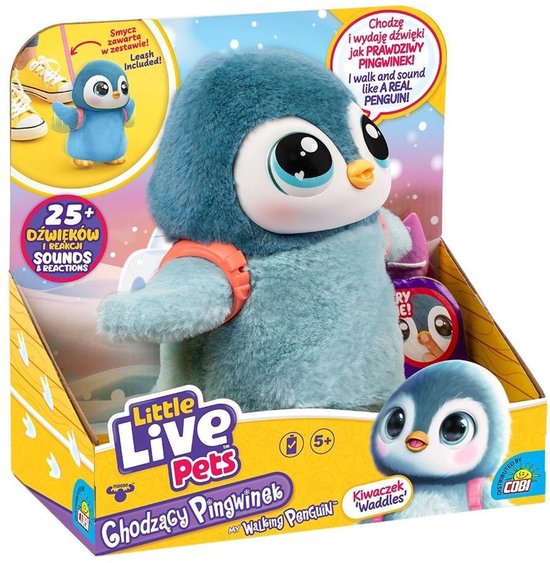 Little Live Pets - My Pet Penguin Waggles - Interactieve Pinguin Knuffel - Inclusief Koord en vis - Verzorgen en spelen - Interactief Speelgoed - Interactieve Knuffel Pluche - Moose Toys