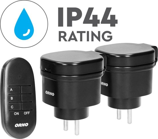 Set draadloze mini stopcontacten - Schakelaarset met afstandsbediening voor buiten – 2 stuks - IP44