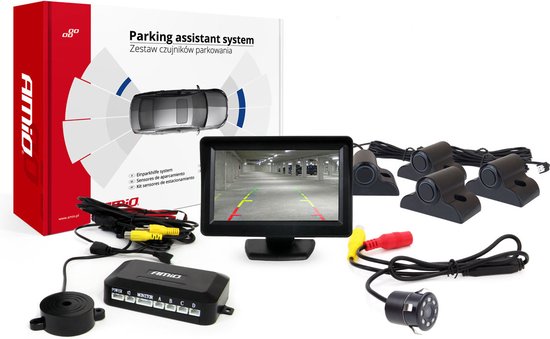 AMiO Parkeerhulpsysteem TFT01 43 met HD-307-IR 4 sensoren zwart Truck