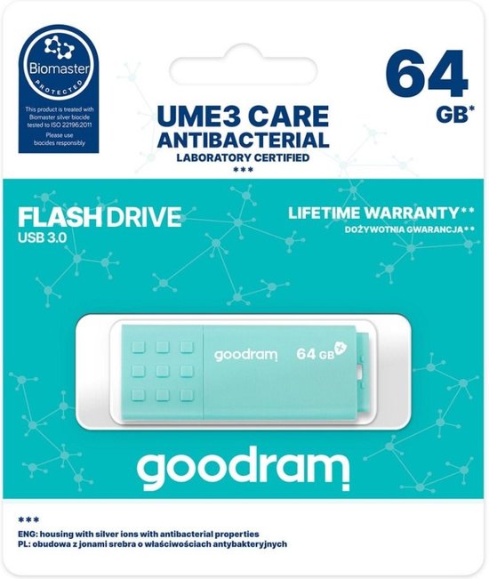 GoodRam - USB Geheugenstick - UME3 - USB 3.0 - 64 GB - Blauw