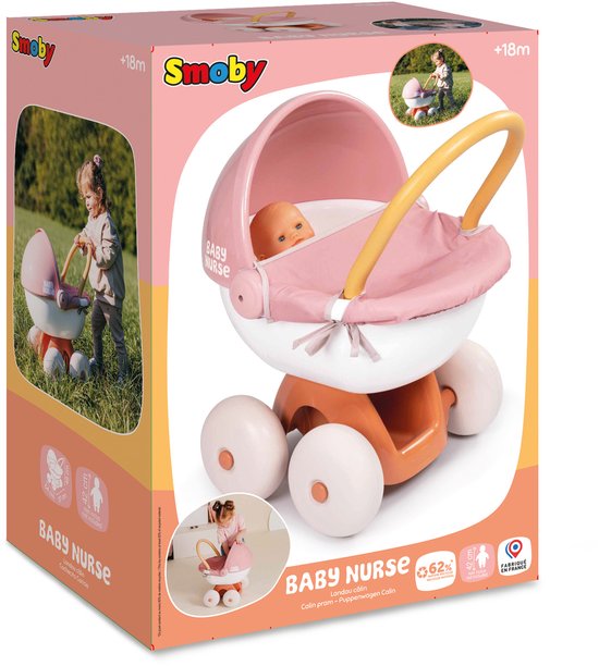 Smoby Baby nurse - Poppenwagen - Knuffelwagen - voor poppen tot 42 cm