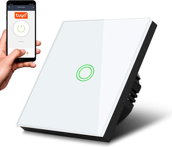 Maclean - Schakelaar Slimme WiFi Touch Light Switch compatibel met Tuya APP Muurschakelaar Glazen schakelaar met kleur veranderende LED
