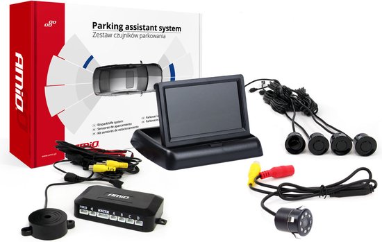 Parkeerhulpsysteem TFT02 4,3" met HD-307-IR 4 sensoren zwart