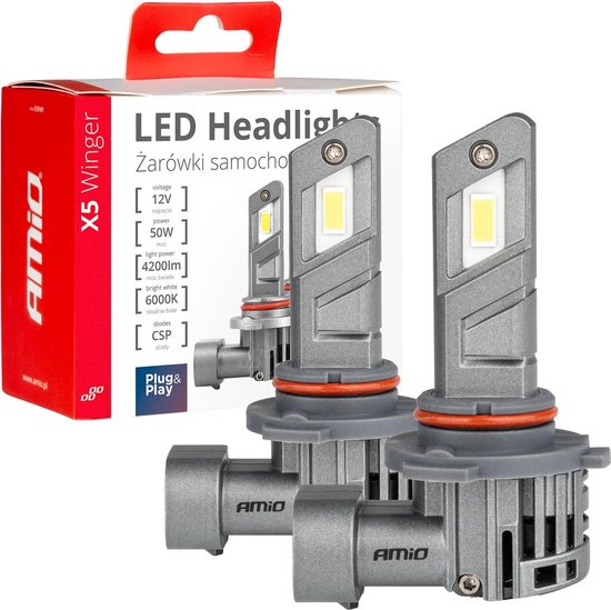 AMiO LED Koplampen X5-serie WINGER H3 6000K max 50W Dimlichten Wit