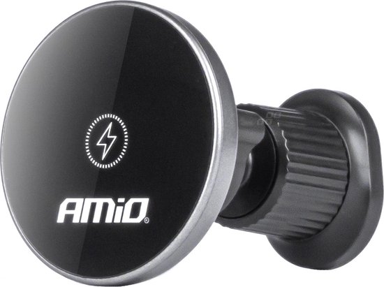 AMiO Magnetische Telefoonhouder voor Ventilatierooster met 15W Qi Draadloze Oplader en MagSafe - 360° Verstelbaar zwart