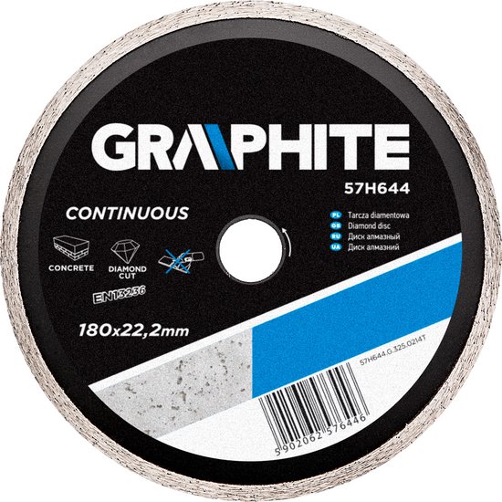 Graphite 57H644 Diamantschijf 180x22x6,0x2,5mm, Continuous, MPA EN13236