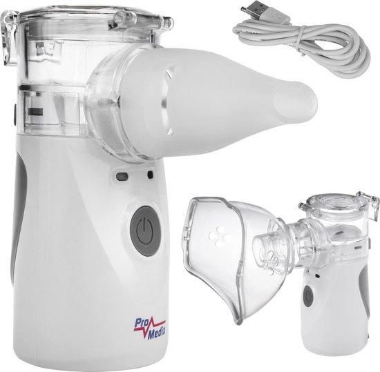 ProMedix - Draagbare inhalator voor kinderen en volwassenen | Stille inhalator - Twee maskers Mondstuk Vernevelaar Set - USB Oplaadbaar