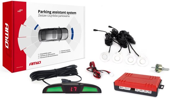 AMiO Parkeerhulpsysteem LED COB 4 sensor wit