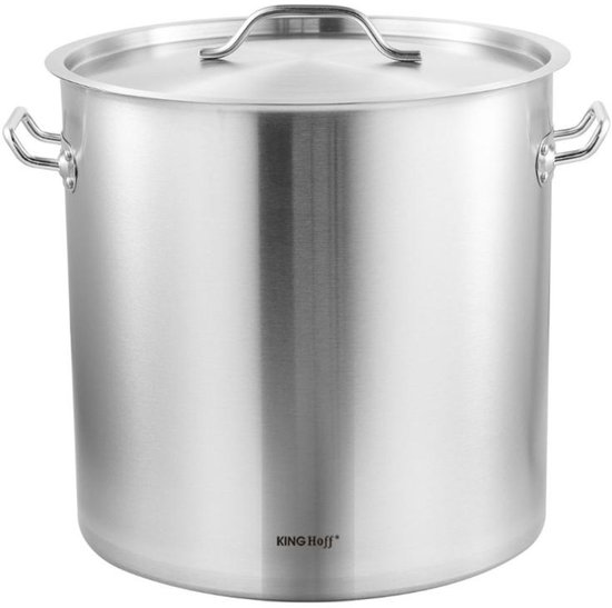 KINGHoff Kookpan 45 cm Ø, 71 Liter - Professionele RVS Stoofpan voor Collectieve Keukens - Geschikt voor alle warmtebronnen inclusief inductie