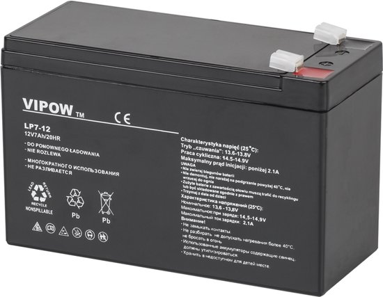 Vipow - Gelaccu - 12V - 7Ah - Onderhoudsvrij