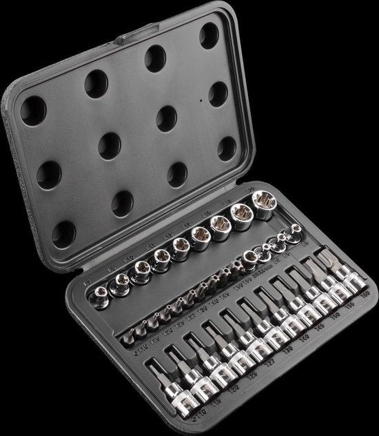 NEO torx bitset 34 dlg, 3/8 aansluiting s2 staal