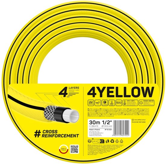 Cellfast - 4YELLOW Tuinslang 1/2" 30m - 20Bar - 4-laags
