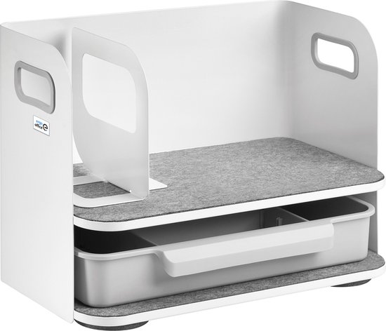 Ergo Office - Bureau-organizer met lade en boekensteun | Bureau-benodigdheden-organiser Bureaulade tot 10 kg Wit