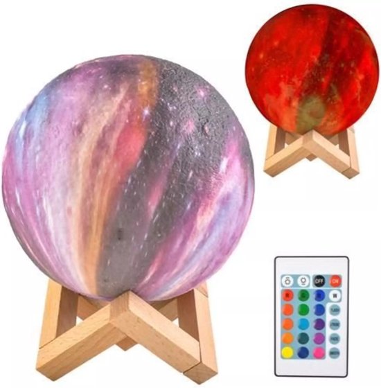Ruhhy Maanlamp 15cm - 16 Kleuren met Afstandsbediening voor Sfeervolle Verlichting