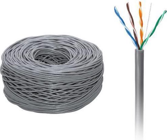 UTP CAT5e 305m 4x2 / 0,5CCA twisted pair netwerkkabel computerkabel CAT 5e Grijs Trekdoos 305 meter