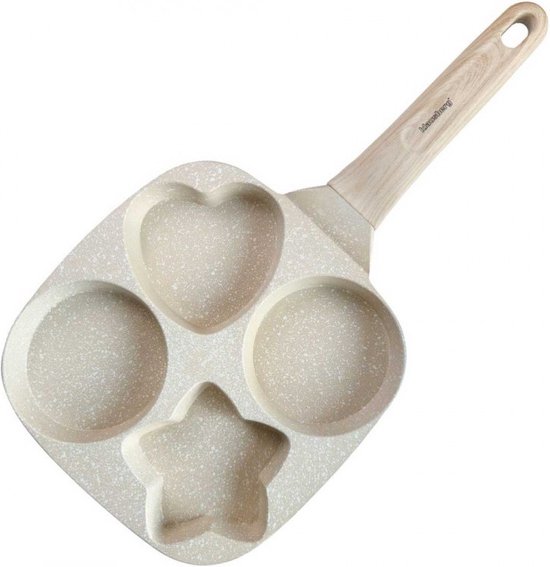 Klausberg 7809 - pan met 4 verschillende vakken voor Eieren - burgers - pannenkoeken - Beige - Anti-aanbakpan