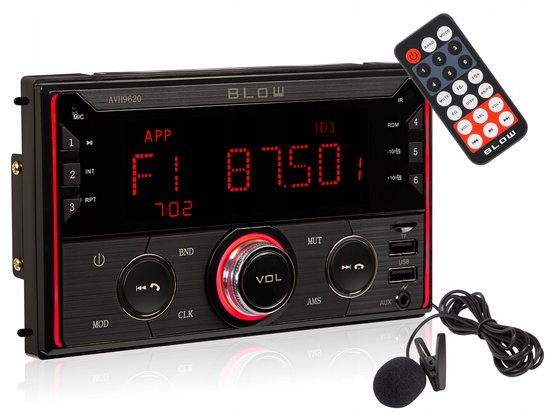 BLOW AVH9620 Bluetooth Autoradio – Bluetooth – USB – SD – RDS – LCD – RGB-verlichting - 2-DIN – Ingebouwde Microfoon – Afstandsbediening