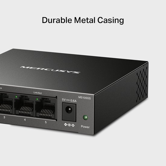 Mercusys MS105GS - Netwerkswitch - Unmanaged - Gigabit Ethernet - 5-Poorten
