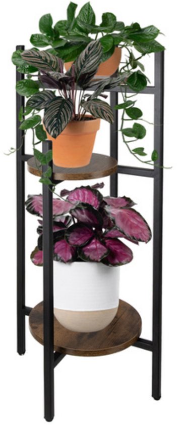 Ruhhy plantenstandaard 80 cm – metalen bloemenstandaard – 3 niveaus in loftstijl