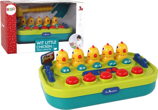 Whac-a-mole kinderspel - kippen thema - met hamer, verlichting & geluiden