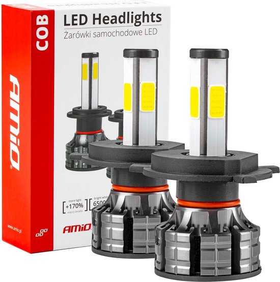 AMiO LED Koplampen COBserie H4 Dimlichten Wit
