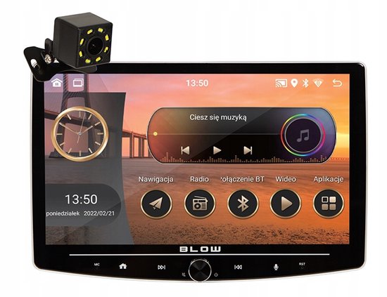 BLOW CP01 1DIN Carplay Scherm – Draaibaar LCD-scherm – Android 13 – Wi-Fi – GPS – CarPlay – Bluetooth – Incl. Installatiekit