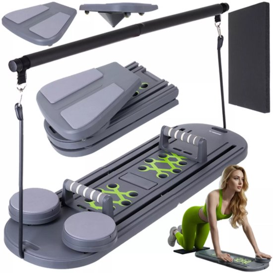 Trizand Pilatesboard 97 x 35 cm met handgrepen, buikrollers en weerstandstraining voor thuis