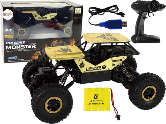 R/C auto - offroad - 26x14x17cm - 1:18 - zwart goud