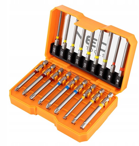 NEO TOOLS Bitset 18 Delen - 75mm - 1/4" HEX - S2 Staal