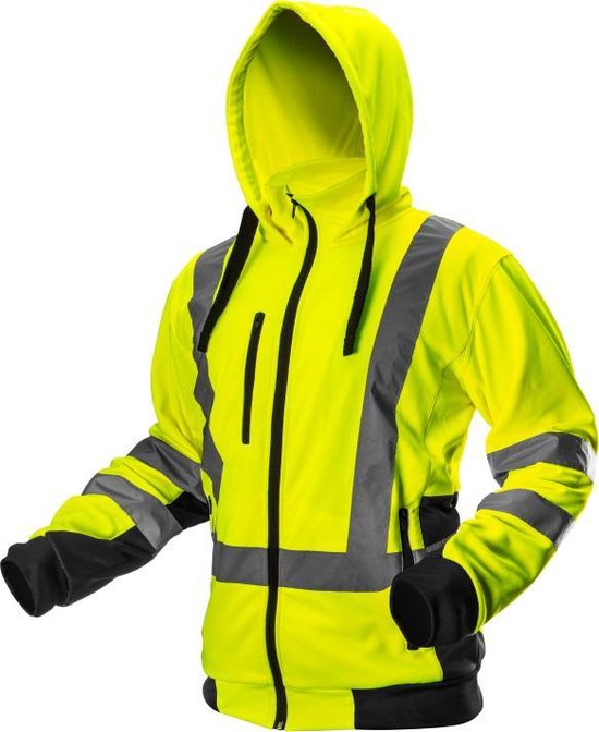 Neo Tools Hi-Vision Werkjas Soft Thermo H Balk Reflectie GEEL XL Warm Polar Fleece Aan De Binnenzijde Dubbelzijdige Kleur 240gr/m EN ISO 13688:2013