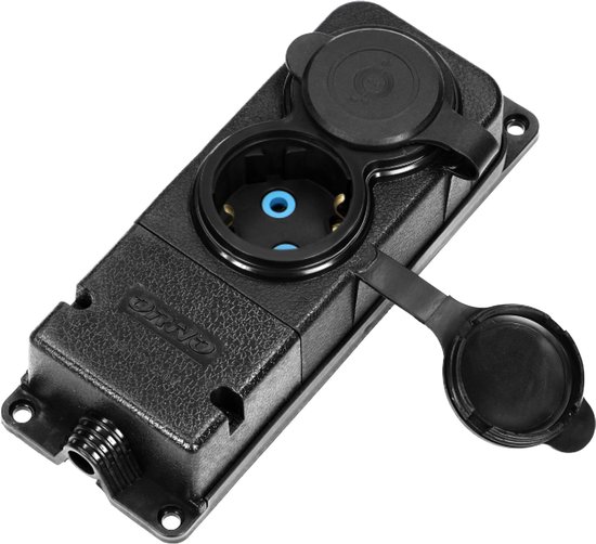 Heavy-duty opbouw wandcontactdoos / Verlengstopcontact met afdichting - Vochtbestendig rubber IP44 - Brandwerend - 2-Voudig