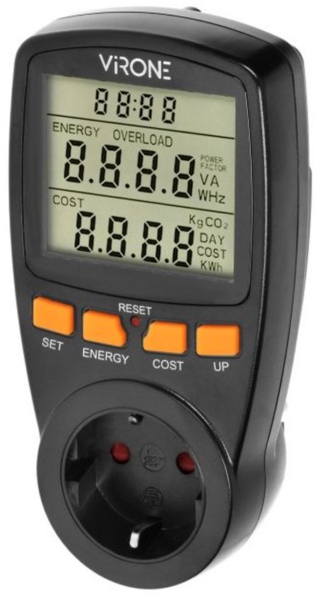Orno Virone EM-4(GS)/B - Energiekostenmeter - LCD Display - Schuko - 3680W