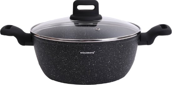 Klausberg 7671 - Zwart Marmeren kookpan - 24 cm - zwart - met deksel